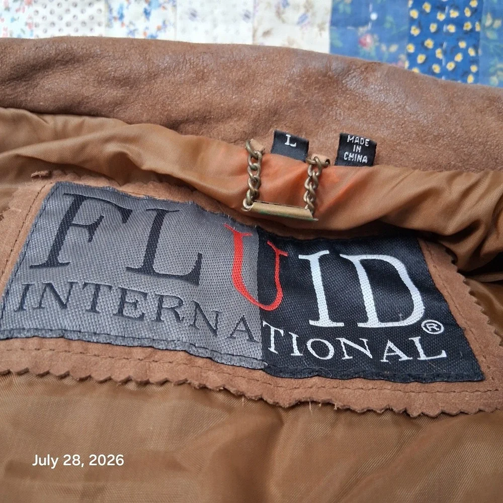 Vintage Fluid International Mens L Brown Leather A2 Bomber Flight Jacket Pockets
